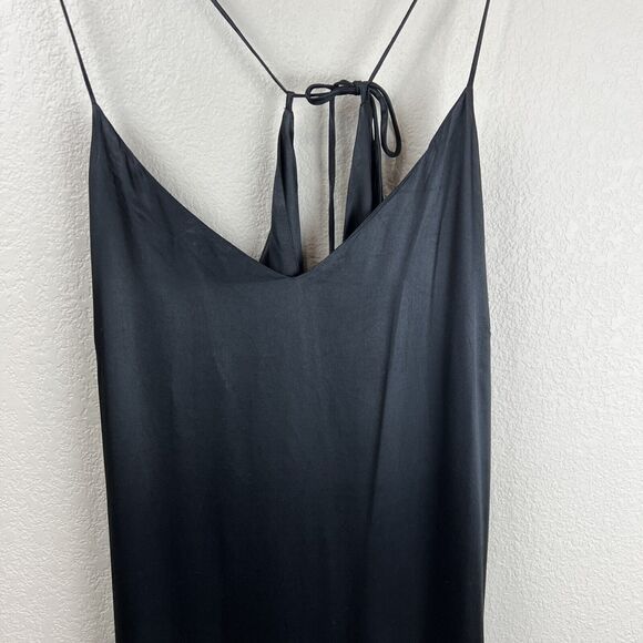 Whimsy + Row Slip Dress Women Large Black Silky Satin Maxi Whimsy Romantic - Picture 2 of 9